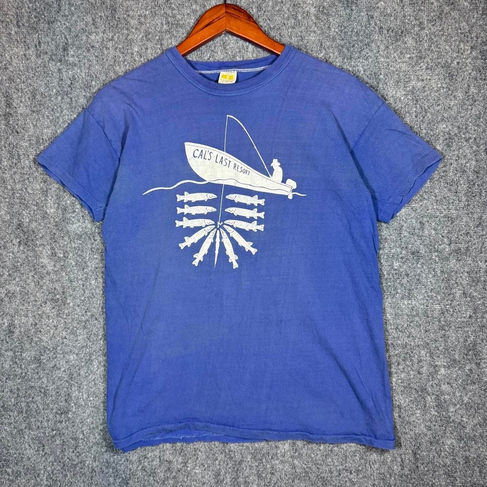Russell Athletic Cal's Last Resort Graphic T-Shirt Cotton Blue Mens XL